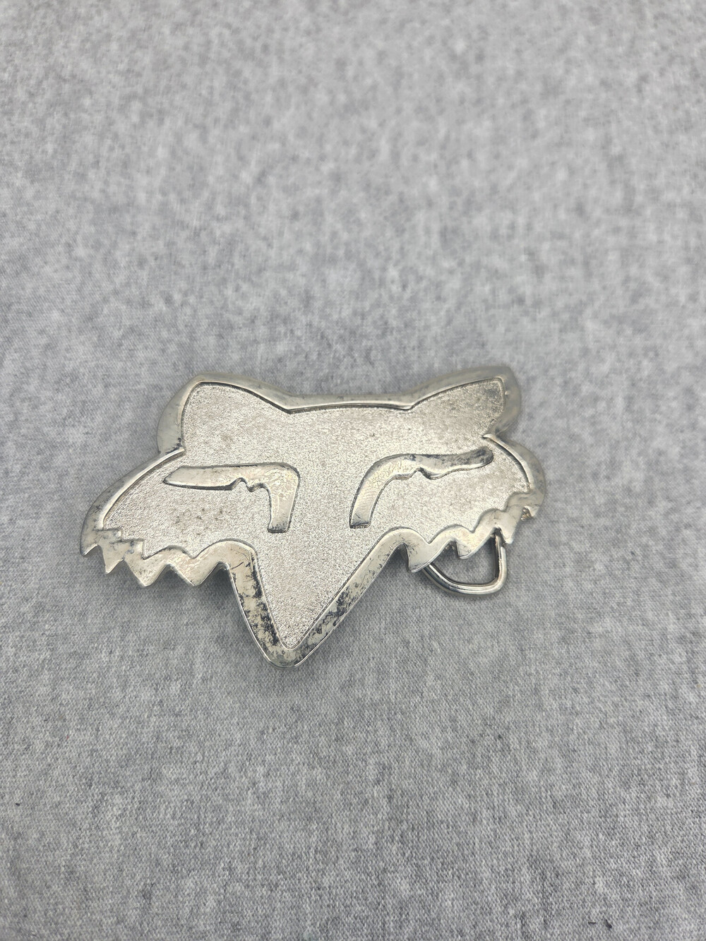 Vintage Fox Racing Fox Head Logo Belt Buckle Silver Cutout Motocross MX